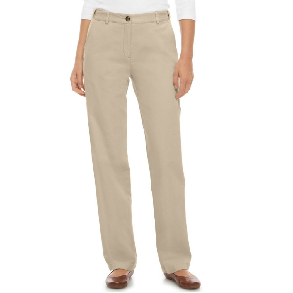 LL Bean NWT Womens 18 XL Classic Fit Wrinkle Free Cotton‎ Chino Pants Khaki Tan